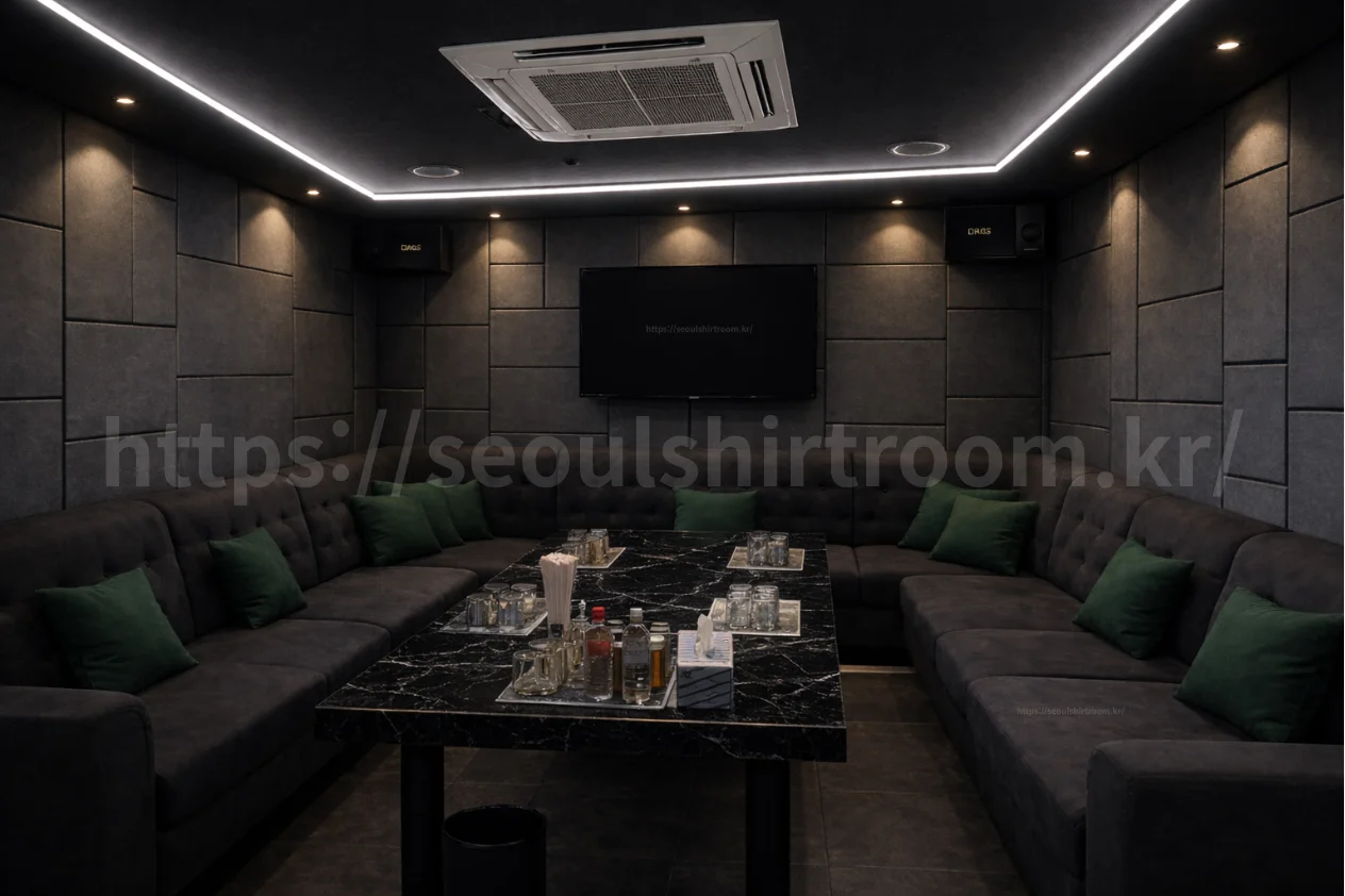 신림하이퍼블릭 넓은 소파와 대형 테이블이 있는 단체 이용 룸 내부
